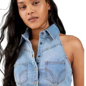 Urban Outfitters Blue Jean Halter Top Size L